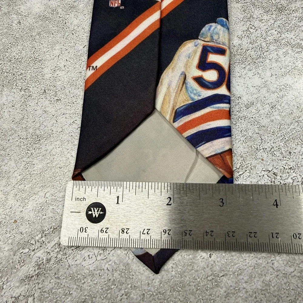 Vintage Ralph Marlin Polyester‎ Tie Mens One Size Blue Chicago Bears Necktie 90s